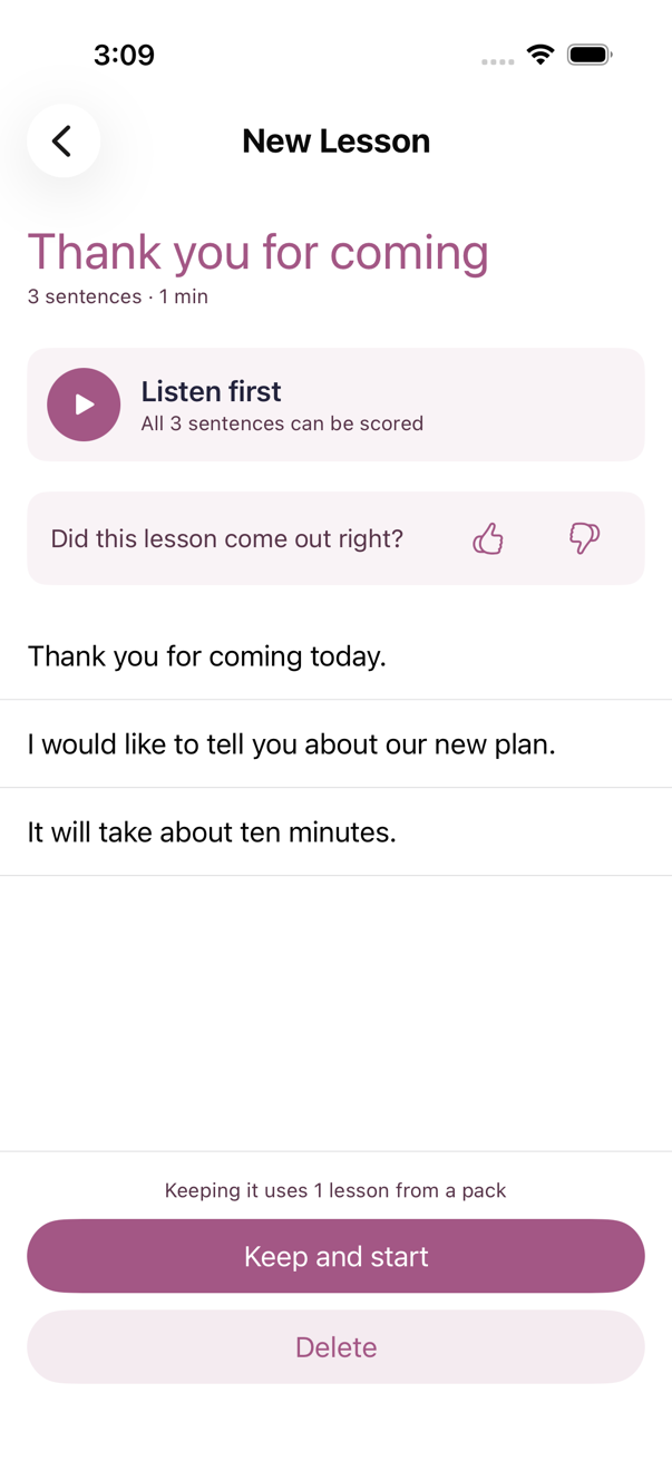 A new lesson made from the opening sentences of a talk, ready to listen to.